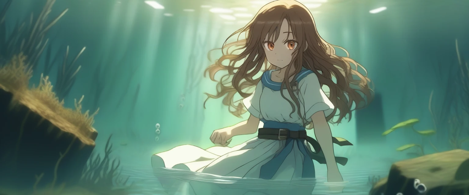 score_9, score_8_wonderful, score_7_wonderful, score_6_wonderful, sauce_anime, partially underwater,
One Girl, Long Hair, Brown Hair, Wet Hair,
White Dress, Swamp,
Dark Background, Blurred Edges,8-year-old、Adventurer、Flat Chest、Pitch-dark underground labyrinth、No light、skirt、Equipped with a dagger and a shield、水面よりwonderfulの顔、Corpse in water, Underwater Photography、浮力でskirt捲れる