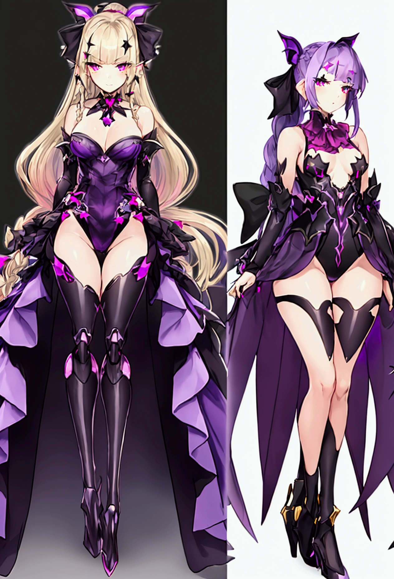 ((Masterpiece, Highest quality)), Detailed face, CharacterDesignSheet，full bodyesbian, perfectly proportions，Full of details, Multiple poses and expressions, Highly detailed, Depth, Many parts，Beautiful teenage girl，Suits，lacepantyhose，Light pink pupils，epic exquisite  character art，Natural light