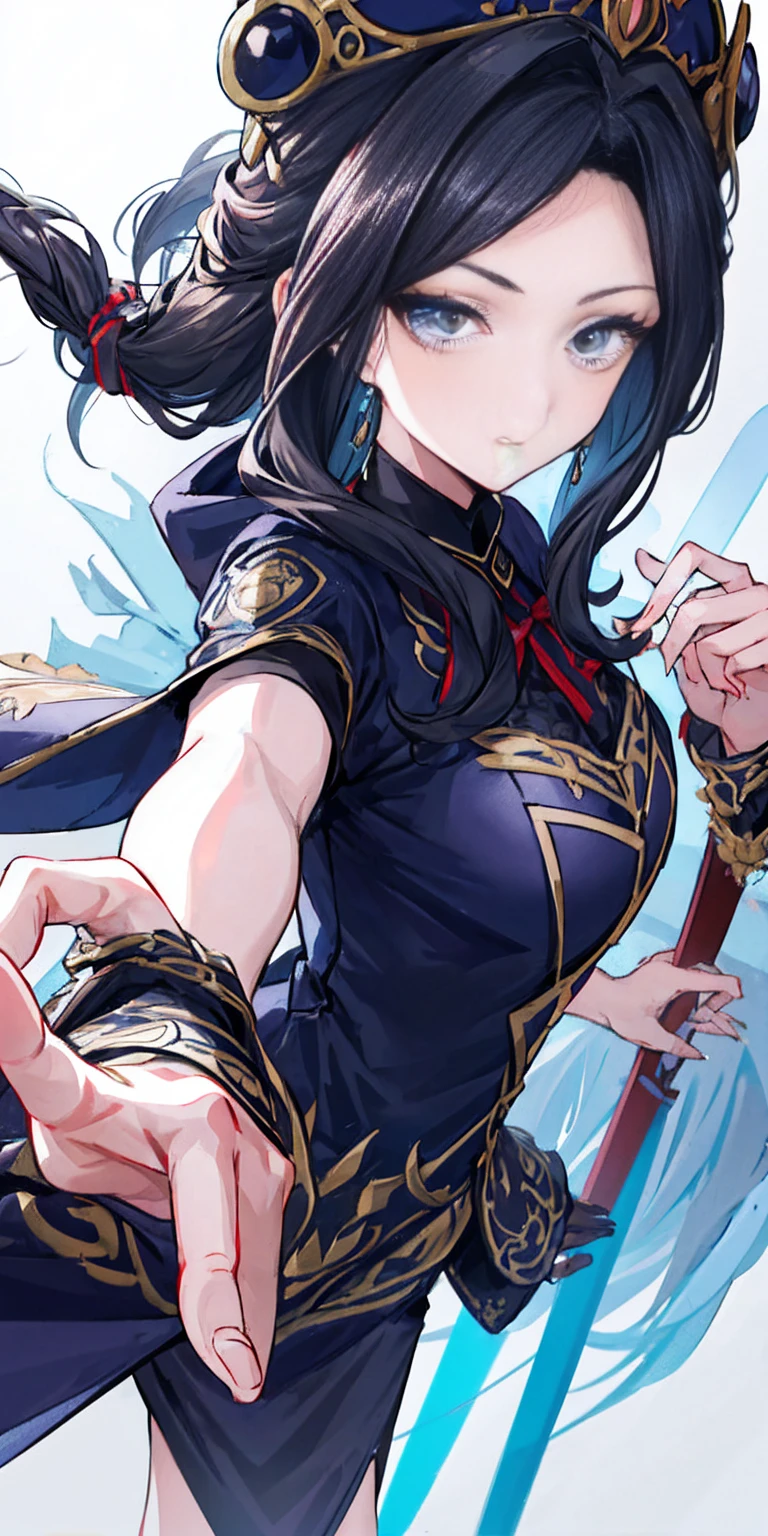 Desired Attributes:
Best quality
Intricate details
Solo Woman
Looking at viewer
Foreshortening
Symmetrical eyes
Arm ribbon (Irelia specific detail)
Omitted Attributes:
Long hair
Ski style
FBI uniform, cap, and badge
Final Prompt:
best quality black hair intricate details solo long hair foreshortening symmetrical eyes Irelia looking at viewer arm ribbon