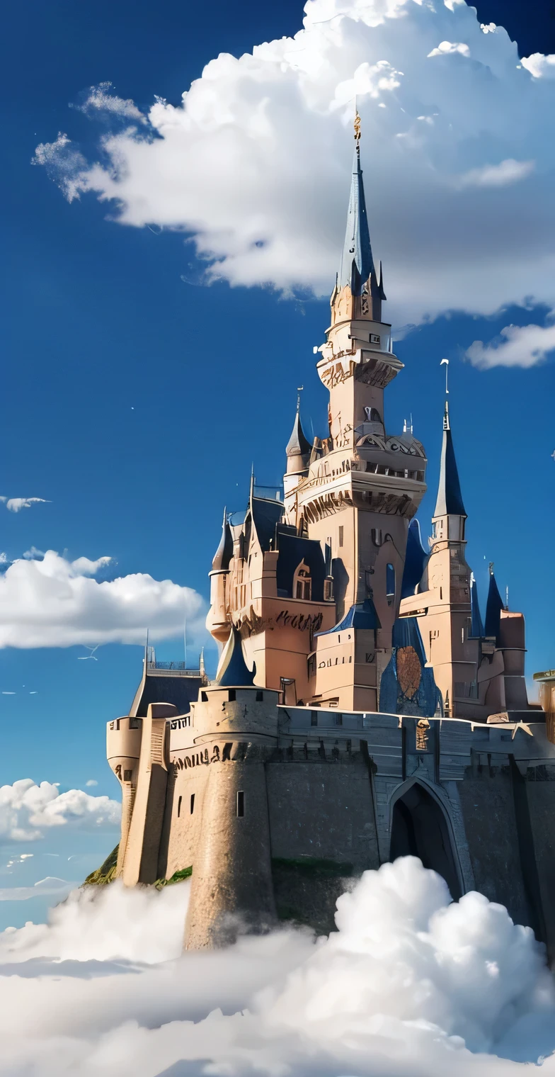 Western-style castle、Towering above the clouds、sky