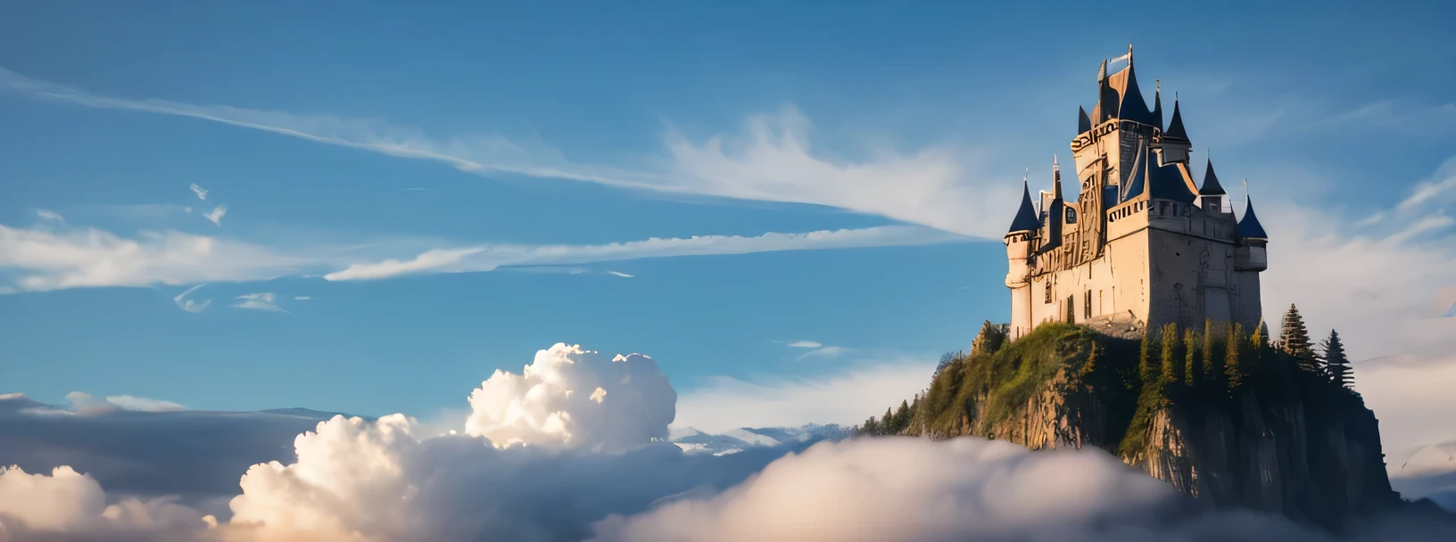 Western-style castle、Towering above the clouds、sky
