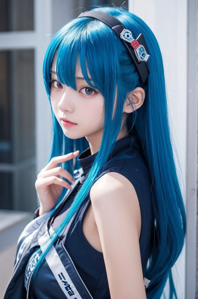 Anime Girl Mini Character Gun Blue Hair