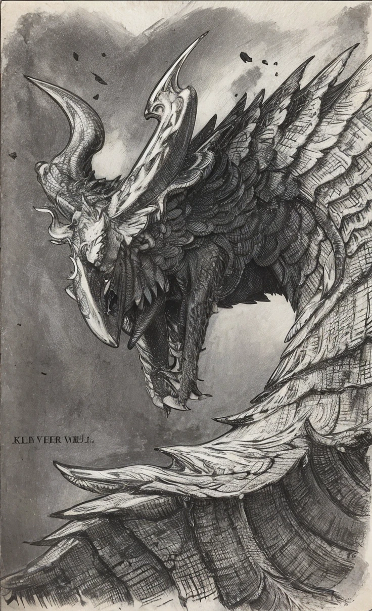 Extend the photo and add a full body with wings,paws,claws,cola,Scales