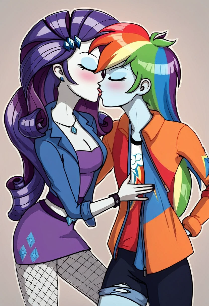  Eqg in fishnet tights rainbow dash kiss rarity 