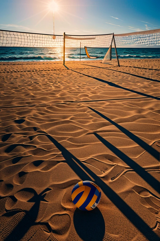 masterpiece,best quality,The background is the beach,((There is a volleyball net present))(Extremely detailed 8K wallpaper),(best quality),(Best illustration),(Best shadows),absurd,realistic lighting,(abyss),Beautiful detailed glow,PeterMohrBacherArt