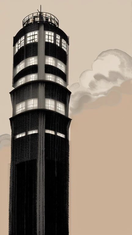 Traditional Chinese color painting Ink Painting cyber punk skyscraper skyscraper Monochrome cloud