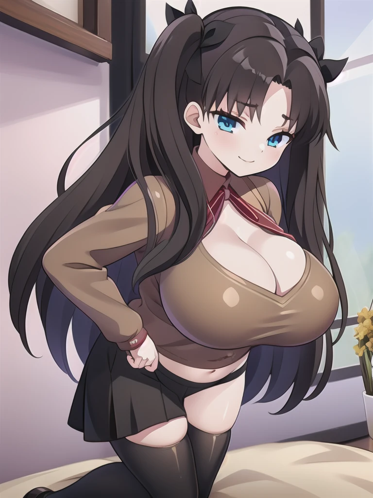 master-piece, bestquality, 1girls,************, View viewers from front, HD, slight smile, massive tits, cleavage, under , tights cloth, , tiny body, under tits cleavage, look down, wide hips, in snow, on kneels, tohsaka_rin_alt
Red_sweater_Black_skirt_Black_thighhighs
homurahara_academy_school_uniform