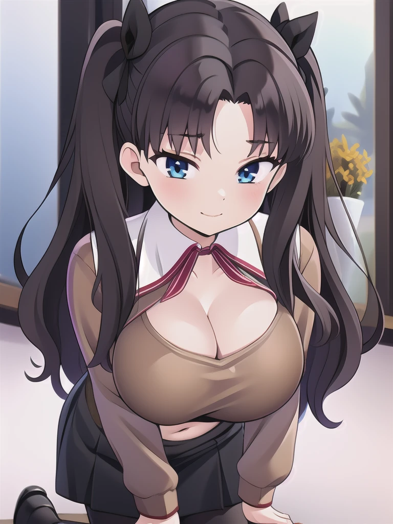 master-piece, bestquality, 1girls,************, View viewers from front, HD, slight smile, massive tits, cleavage, under , tights cloth, , tiny body, under tits cleavage, look down, wide hips, in snow, on kneels, tohsaka_rin_alt
Red_sweater_Black_skirt_Black_thighhighs
homurahara_academy_school_uniform