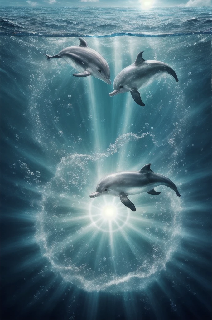 Dolphin、Bubble Ring、In the water、Bright light、Sunshine、In the water、Ocean、南国のOcean、Dolphinジャンプ、In the waterリング、幻想的なOcean、光るOcean、Light blue、pink、Cosmic