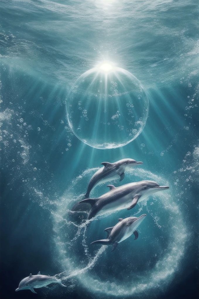 Dolphin、Bubble Ring、In the water、Bright light、Sunshine、In the water、Ocean、南国のOcean、Dolphinジャンプ、In the waterリング、幻想的なOcean、光るOcean、Light blue、pink、Cosmic