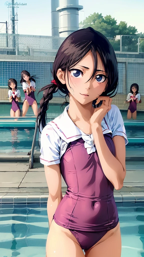 Highest quality、High resolution、Detailed Background、(Beautiful face in every detail:1.4)、Anatomically correct、(Detailed facial expressions)、(fine grain:1.2)、8-year-old beauty、cuteカラーの髪色、Braided Ponytail、Braided bob cut、Braided twin tails、Navy School Swimsuit、(Flat Chest)、Perfect body line、Thick thighs、Please show me your whole body、
(Five beautiful girls in school swimsuits having fun in the school pool:1.5)、
Big smile、Laughing with your mouth open、My whole body is wet、My hair is wet too、Fun atmosphere、Embrace each other、cute仕草、cute