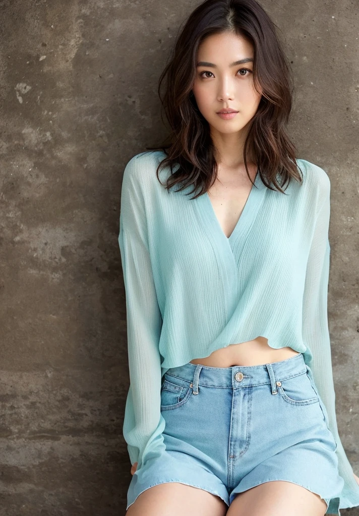 ((Extremely precise and accurate anatomy)), (((Low angle shooting、Looking into the camera:1.22,Leaning forward、Open shirt、No underwear)))、(((8K、Highest quality、masterpiece、Ultra-high resolution)))、(Realistic:1.4)、RAW Photos、(Real skin texture:1.3)、(Film Grain:1.3)、((Are standing、Skirt flutters in strong winds、Under the skirt、Do not bend your legs、don&#39;t bend your knees、Spread your thighs、Beachside、))、One Girl、Beautiful and detailed eyes and face、masterpiece、Highest quality、close、thin、Japanese Uniform、dynamic、barefoot、Various poses、