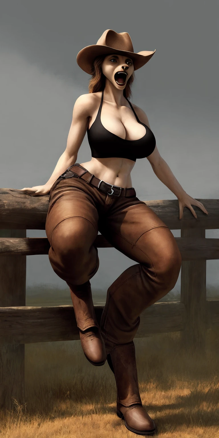 (masterpiece, best quality:1.2),solo,1girl,open_legs,closed mouth,full body,cowboy shot,arms under breasts