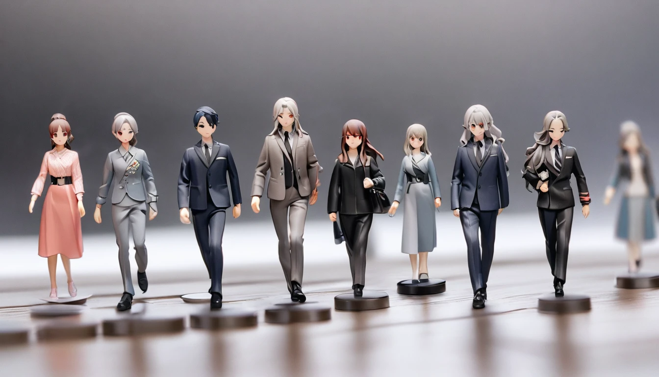 Teen Girl Characters。gray hair color、Glowing red eyes、Long Hair、There is a mole under the left eye。Without background、Depict only one person。Walking figure