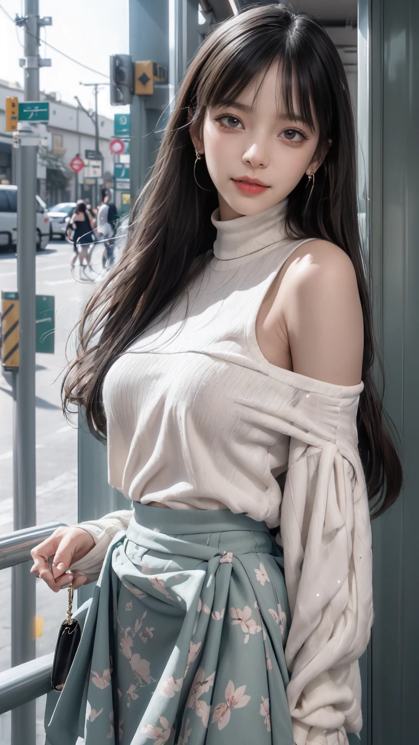 Fluorescent color, One girl, Look to the side, Beautiful Face, Beautiful Eyes, （Off The Shoulder: 1. 2), Upper Body, Shiny Hair, Shiny skin, Reduce glare, The proportions of the fingers are well coordinated, Tenebrosa, ??? POV, Dynamic Angle, (((master part))), (((best qualityer)), ((ultra details)), (illustration)、 (Detailed light), ((Very delicate and beautiful)), Dramatic_shade, Lightning Strike Trace, reflection, Ultra-high resolution、 Your black hair blowing in the wind, 周囲に蝶がきらめく赤いチューリップを見ている明るいGreen Eyes, Black Haired Woman, A woman walking through a lakeside park sparkling with dots of light, Sparkling Butterfly、 Black-haired woman, Spots of light around the woman, Magical Aura, Green Eyes, Supernatural Aura, 超魔法的なオーラ Black-haired woman((Semi-transparent open shoulder white long dress))((The skirt flutters up in the wind))、