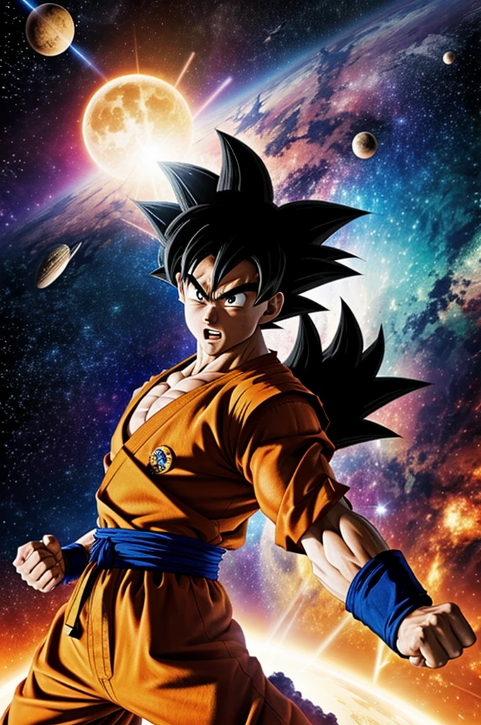 Goku fighting in space