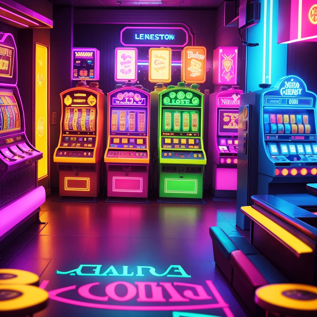 Slot casino background,neon lighting,colour ful