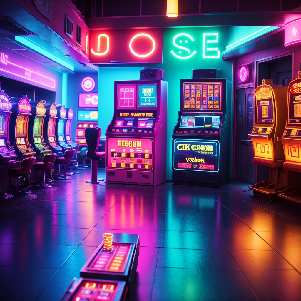 Slot casino background,neon lighting,colour ful