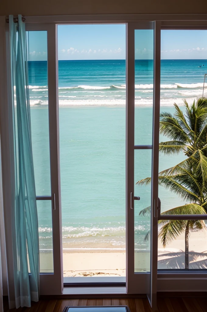 In the early morning a look out the window and the beach is in front of the rpr