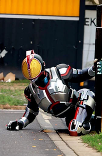 female Robocop gets punched and knocked down by handsome guy, A young man with a beautiful face