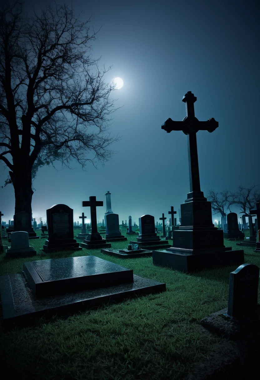 cemetery,cross, rest in peace, tombstone, life, death, night, gloomy