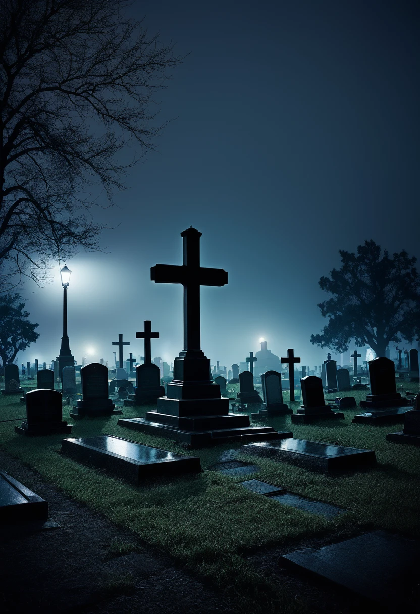 cemetery,cross, rest in peace, tombstone, life, death, night, gloomy