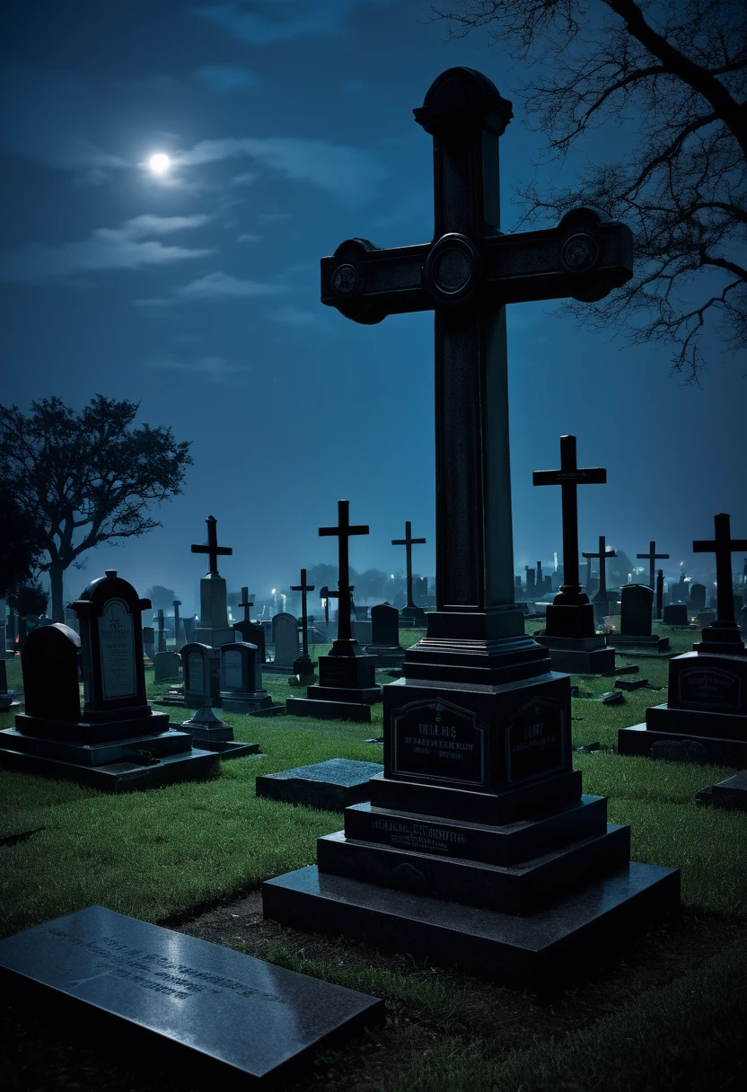 cemetery,cross, rest in peace, tombstone, life, death, night, gloomy