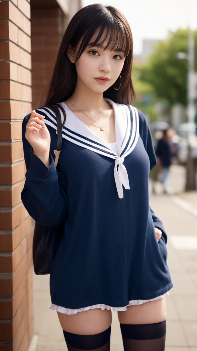 School、Sailor suit,A high school student with a perfect edge、like a magazine、 ,Put out the nipple、 Mini bloomers that dig into the crotch,color々A pose、大胆A pose、Full Body Shot、20th Ayaka、NiziUAYAKA、 4K、1People Women、slender、 Loose, wavy styling 、Fascinating and attractive、Including the texture of the face and skin.,Detailed eyes、Courtship look