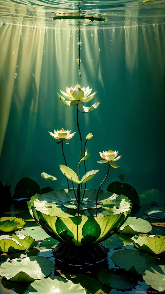 池塘里有一朵Water Lily,池塘里种满了Water Lily, lotus池, lotuss on the water, Beautiful backlighting, lotuss, nice backlight, Beautiful lighting composition, Beautiful backlighting, Water Lily, 优雅地站在lotus上, lotus, sitting on a lotus, with lotuss, Aquatic plants, 站在lotus上