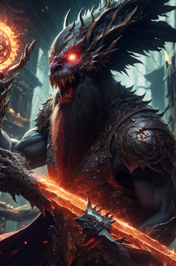 (Extremely detailed 8k wallpaper), A medium shot of a terrifying necromancer, complex, High Detail, dramatic