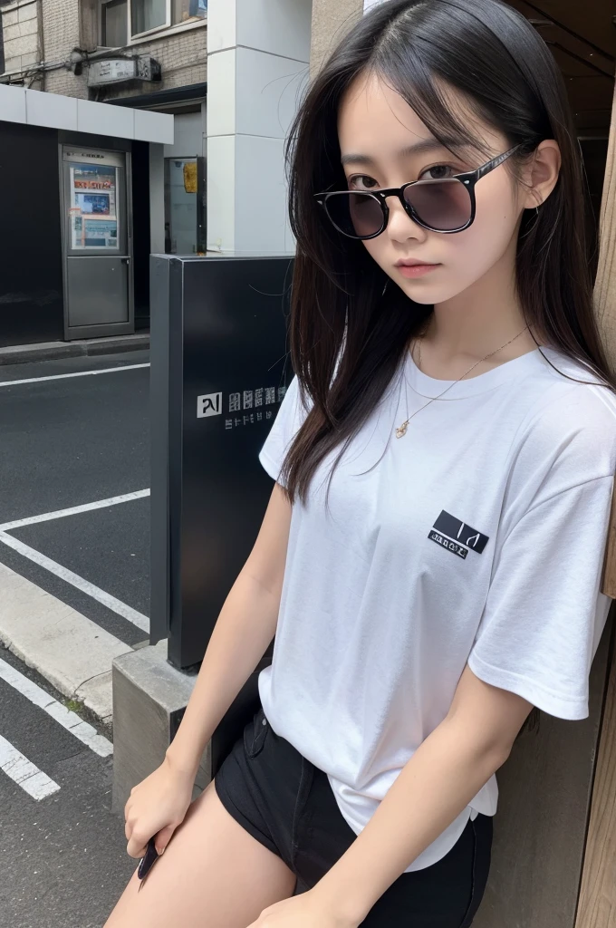 Not sophisticated、A girl wearing dark glasses