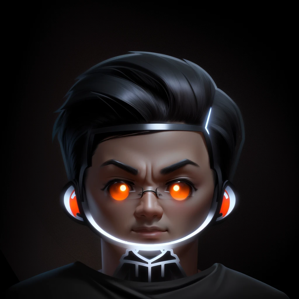 Cartoon of a man with black hair and wearing a black shirt, south east asian Round face, upper body 2d game avatar, Cartoon Art Style, In cartoon style, simple cartoon style, No Gradient, Round face, svg illustration, Professional Profile Photo, trend, Asian Man, Round Head, Mohammed Chahin Style, High-quality portraits,Wear glasses