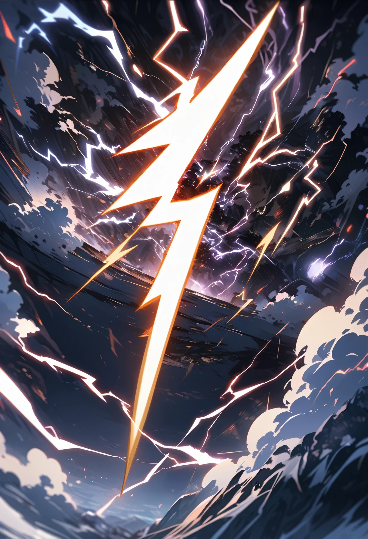 an extremely detailed 4k picture of a small sword made of lightning with a blade in the shape of a lightning bolt