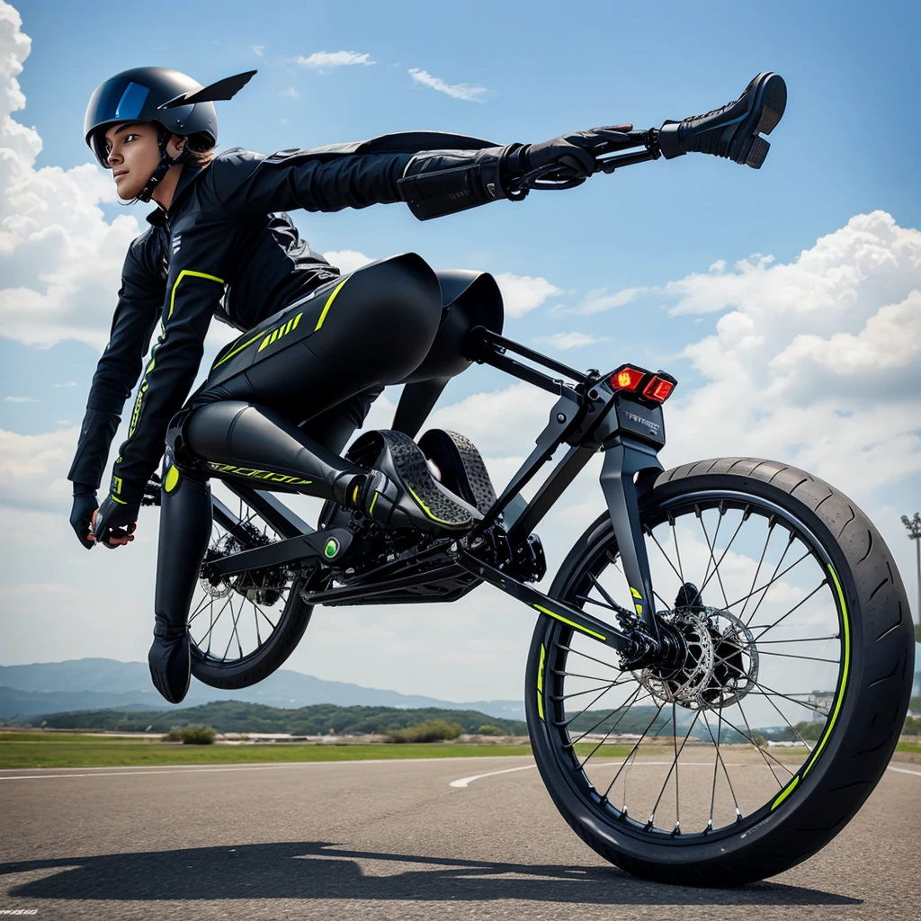 Create a futuristic flying bike no tyres