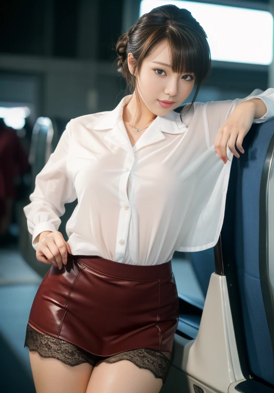 (masterpiece:1.3), (Highest quality:1.3), 8K, 超High resolution, 複雑なdetailedな, 非常にdetailedな, detailedな背景, Depth of written boundary, 超High resolution, RAW Photos, Sharp focus, perspective, (8K, Highest quality, masterpiece: 1.2), (Realistic, Realistic: 1.5), Beautiful Japanese woman, 25 years old, (((Thin thighs))), detailed: (非常にdetailedな: 1.3), (((stewardess costume))), (High resolution: 1.1), (((Airplane Passenger Passenger Passenger))), ((From below:1.45)), ahegao, ((Perfect beauty)), ((See-through lace underwear)), ((Camel Toe)), (((Hairstyle is a chignon))), ((((Leg spread)))), Watery eyes, (((Hair is up))), Wet tongue、