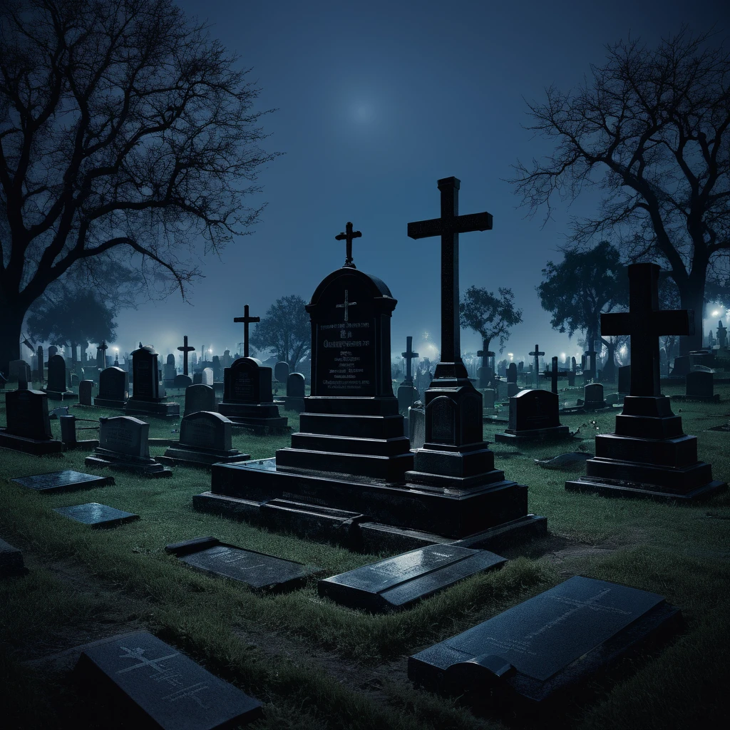 cemetery, cross, rest in peace, tombstone, life, death, night, gloomy, coffin, night, cemetery
