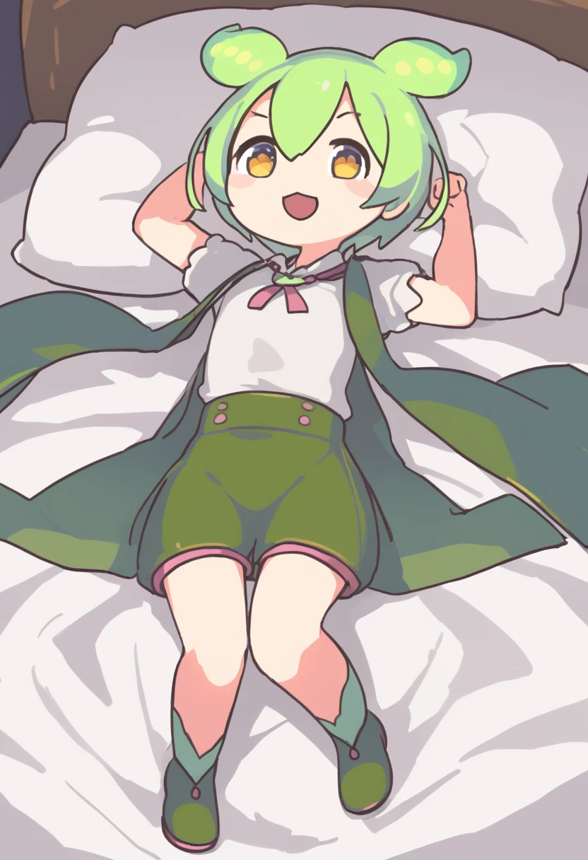 Zundamon,Lying in bed,cute,smile