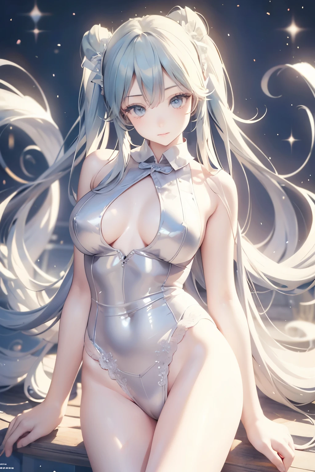 see through,Beautiful and fair、Radiant Skin, 3 Up, Gorgeous, bright, Refreshing and gentle expression, Perfect beautiful face、Beautiful shiny bangs, A very beautiful 17 year old girl, Eyeliner, Very perfect eyes,Very large breasts,Grooves reveal original skin,Muscular body,White lace underwear,Hatsune Miku,Hairy,Hairy