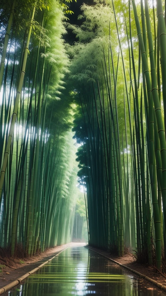 Green bamboo after fresh air after rain,HD photo