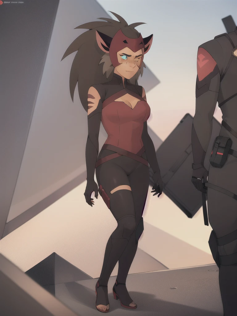 realistic, photo, (masterpiece, best quality), (hdr:1.3), (1girl:1.2)
catra, (small breasts:0.6), (16yo:0.9), (happy, horny:1.3), (colored sclera:1.3), (medium black hair:1.3), (looking at viewer:1.1), shaded face, eyes focus, (pretty eyes:1.4), (heterochromia:1.3),
catra helmet, (catra jacket:1.1), (black steel armor sleeves:0.8), (catra cape:1.0), (black tactical pants:1.4), (horde emblem shoulder:1.1), (face high quality:1.4),
sitting rock, legs wide apart posing, hands on chest, (huge breasts:1.3), (thigh focus:1.4),
(dark desert mountans:1.1),