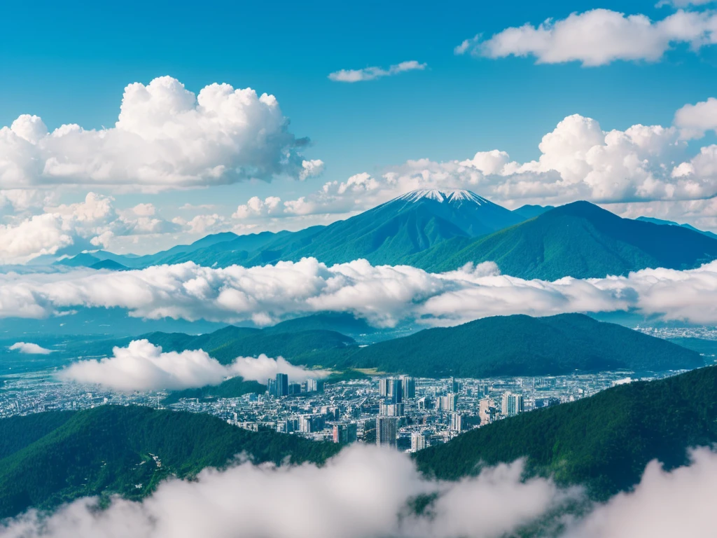 Fuji Mountain, Fluttering clouds,