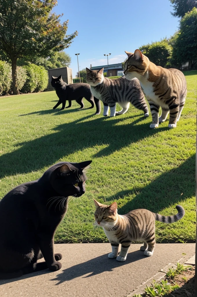 Cat doing meeting on a sunny day