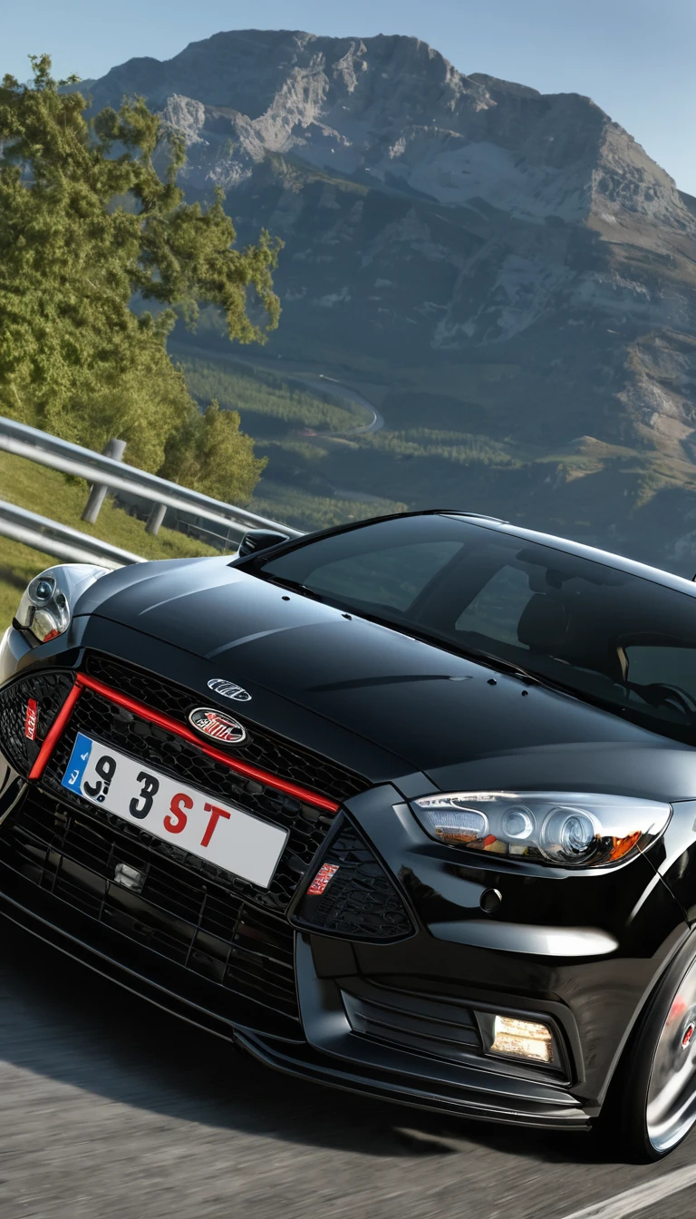 Ford focus st 3, black colour, sammer, realistic