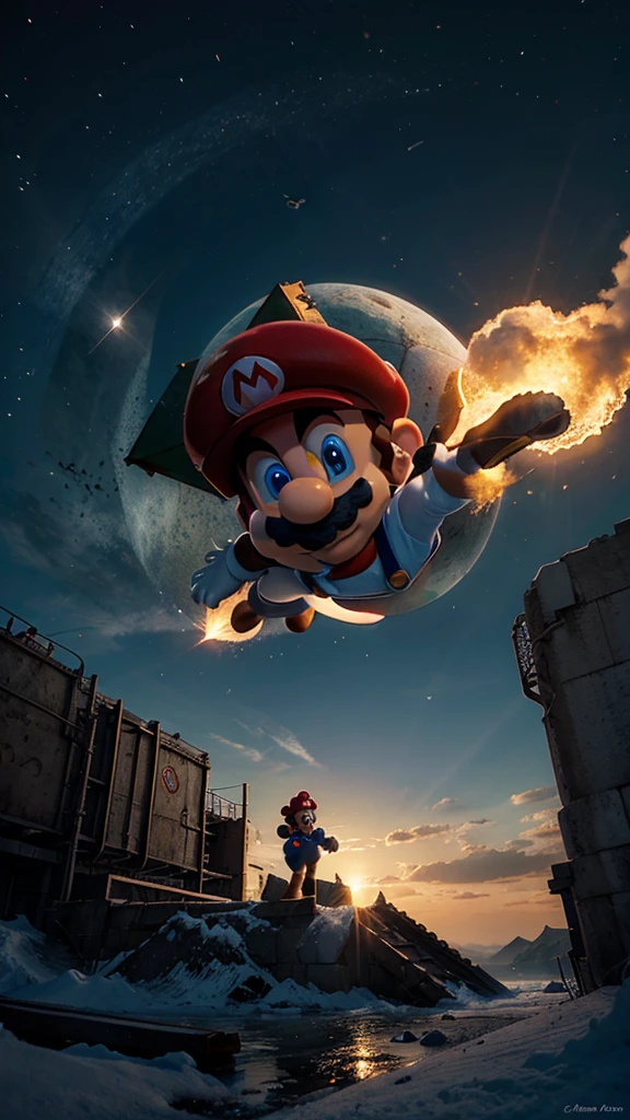 Super mario in art sky sci-fi