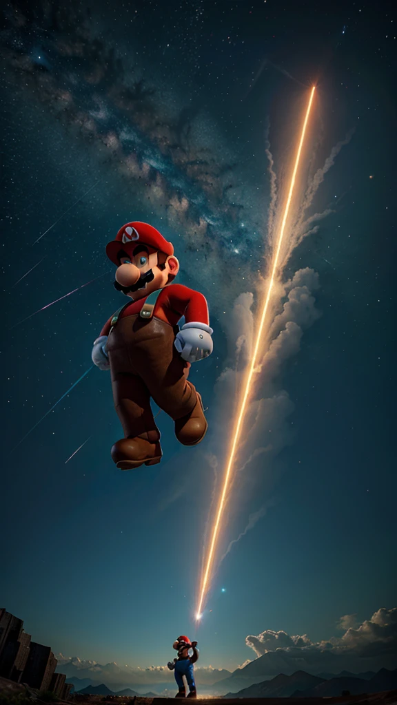 Super mario in art sky sci-fi