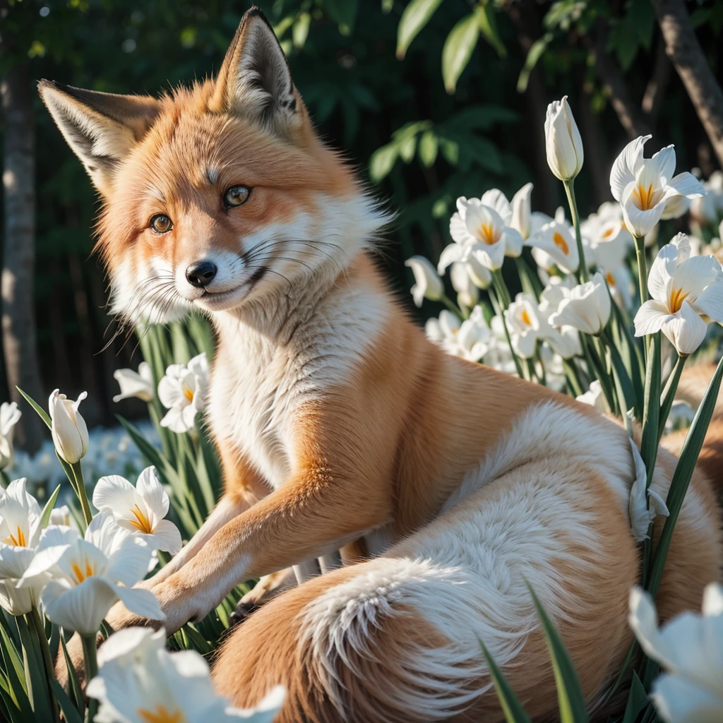 red fox, white, bright red irises, ultra cute, biped, with human features