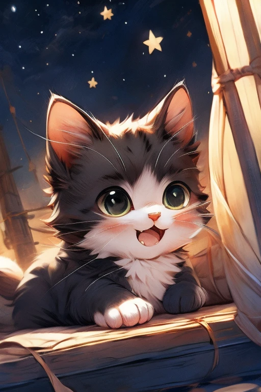 Black cat kitten、Playing on the スイカ畑