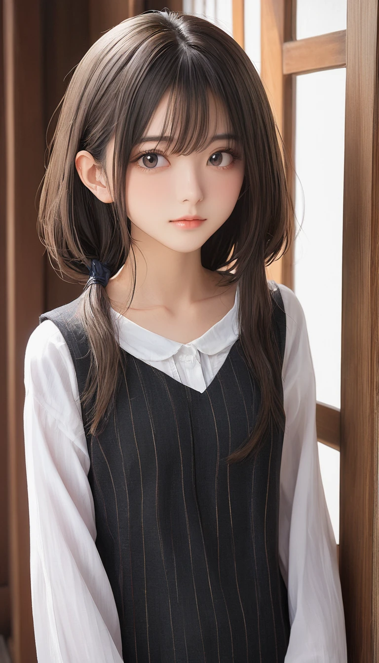 (masterpiece, Highest quality:1.2), One girl, alone,bony body、15 years old、Side lock hair