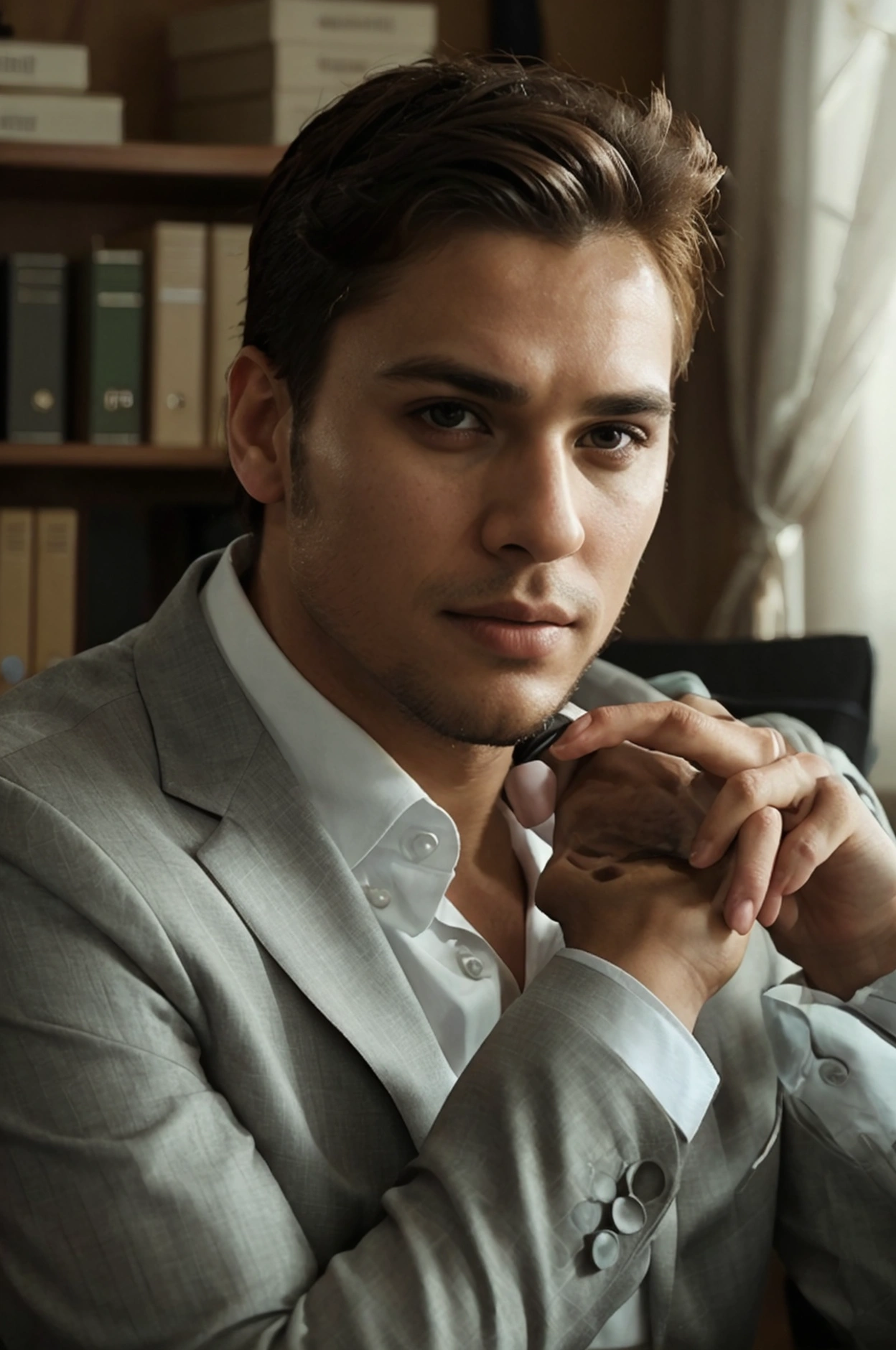 handsome men , in office room