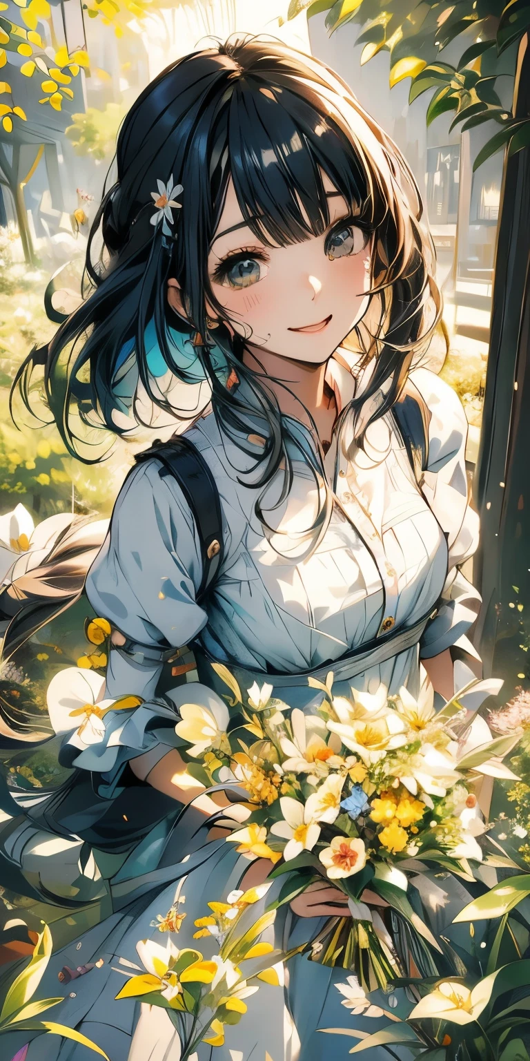 Anime girl with white dress and flowers in hair., Beautiful animated portraits, detailed Anime Girl Portrait, Cute girl anime visuals, Detailed digital anime art, Anime Girl Portrait, Beautiful Anime Girls, Beautiful Anime Girls girasol, Anime Girl Portrait, Anime Girl Portrait, Clean and detailed anime art, Young Anime Girl, かわいいAnime Girl Portrait